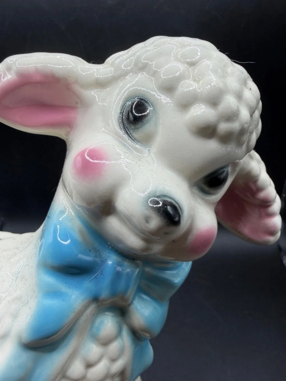 Vintage Hand Painted Kitsch Lamb Sheep Planter Vessel Vase Kawaii Coquette Decor - Picture 4 of 14